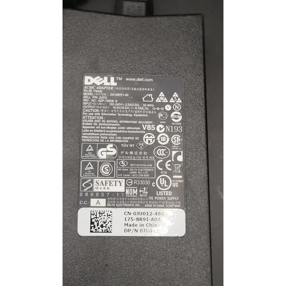 Dell 130W Laptop Charger DA130PE1-00 JU012 AC Adapter 19.5V 6.7A OEM